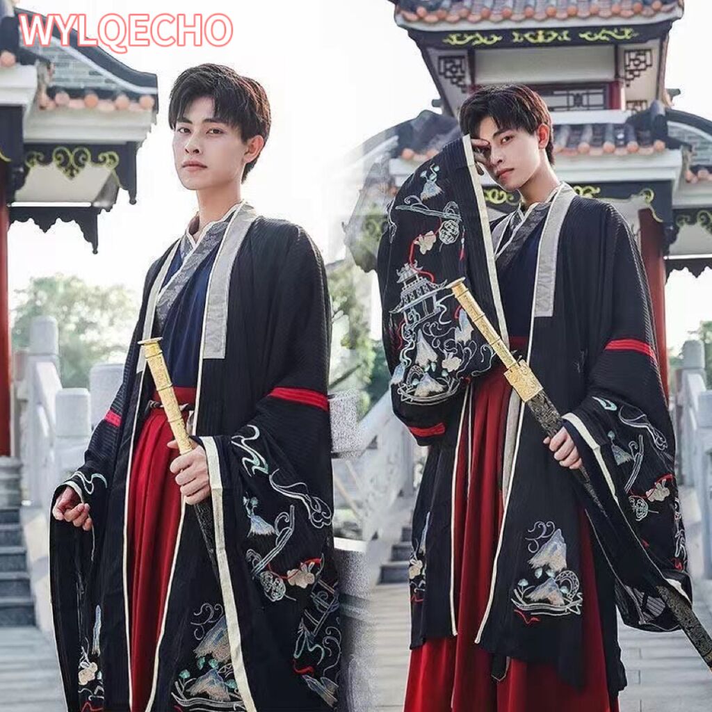 Robe Silk Women - Chiński jedwabny szlafrok starożytny rycerz hanfu