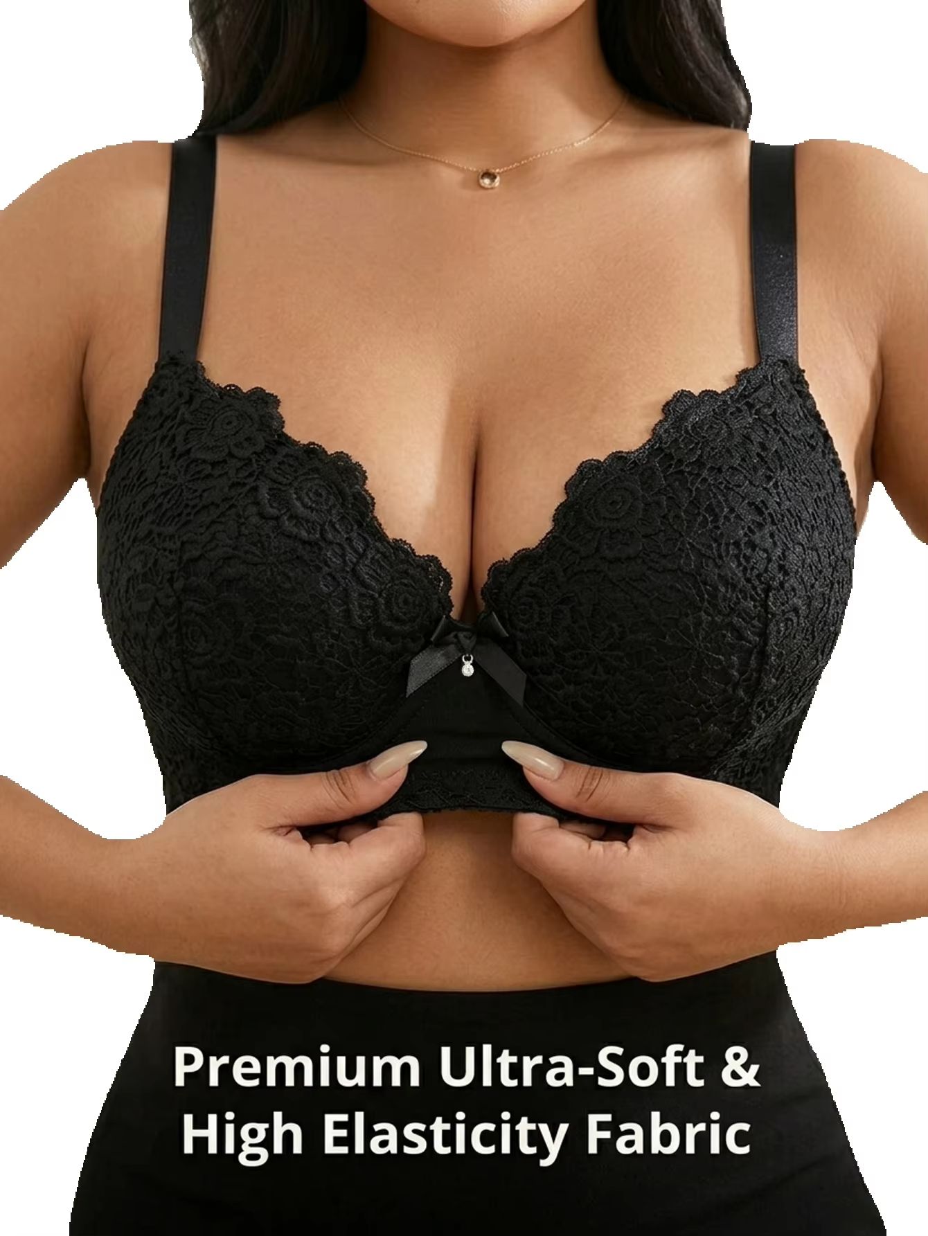 Push Up Bra Padded - Biustonosz damski plus size z kwiatowym