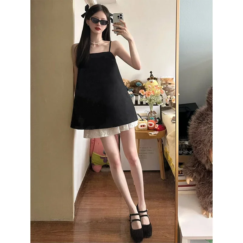 Cami Top Lace - Kolorowy kontrast Szykowna dziewczyna 2-częściowe zestawy
