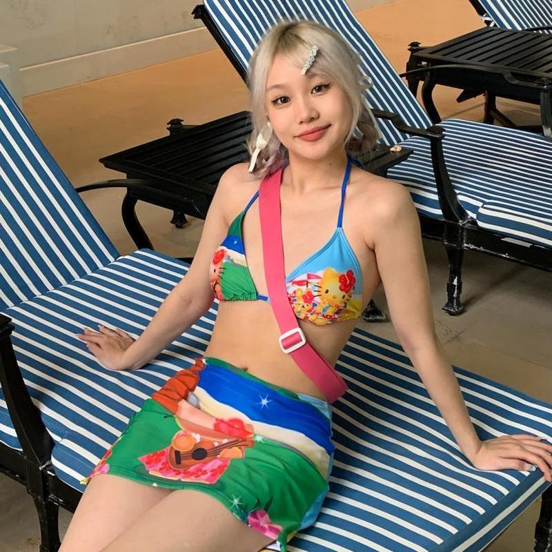 Thong Bikini Women - Dziewczęcy strój kąpielowy Y2K Kawaii Hello