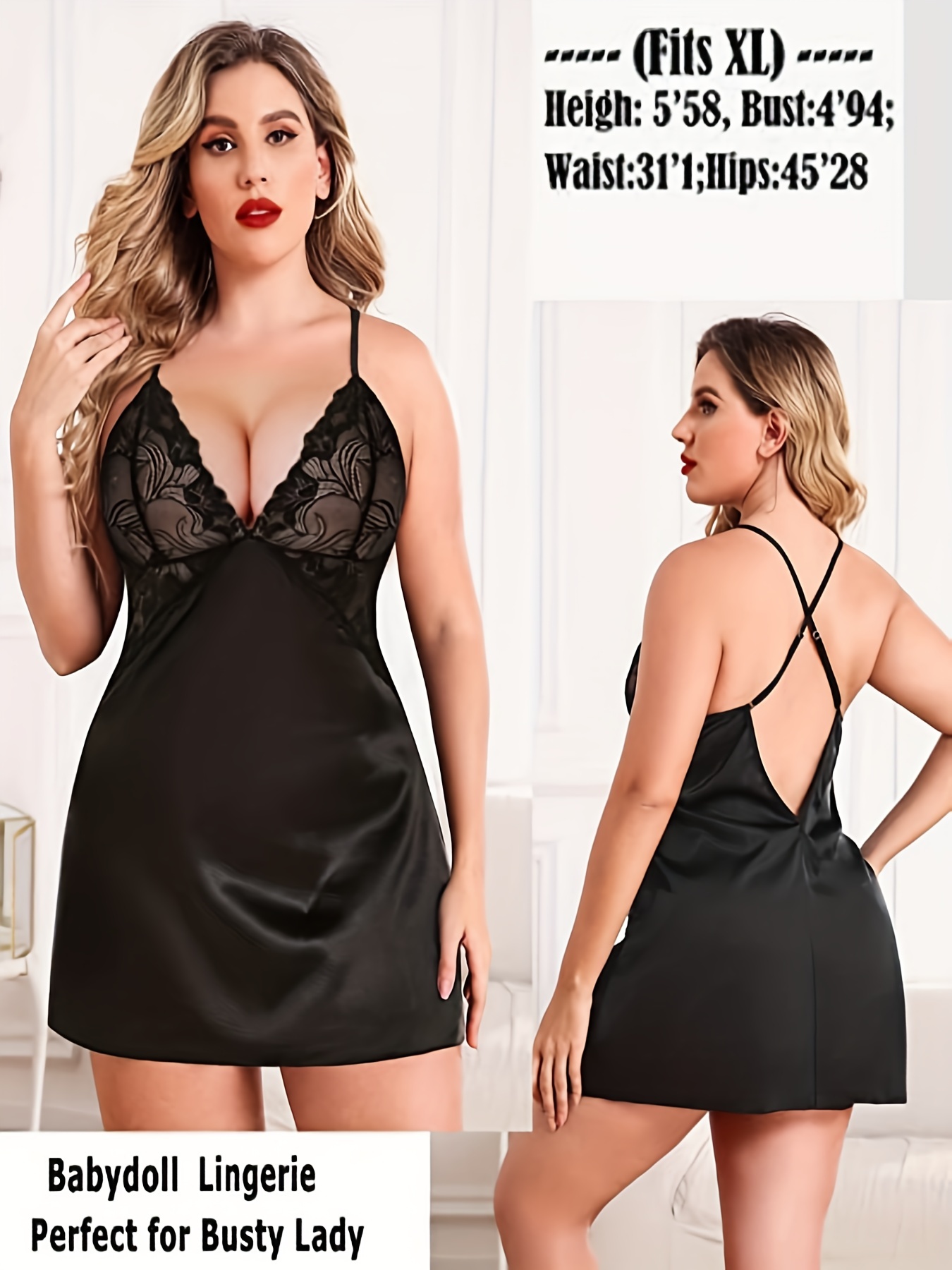 Damska luksusowa, błyszcząca s – Babydoll Chemise Night recenzja i cena